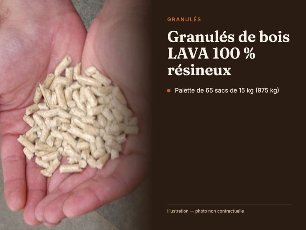 Visuel du conditionnement — Granulés de bois LAVA 100 % résineux